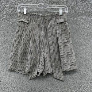 H&M Shorts Women's 2 Black & Beige Geometric Print Paper Bag Shorts Size 2‎